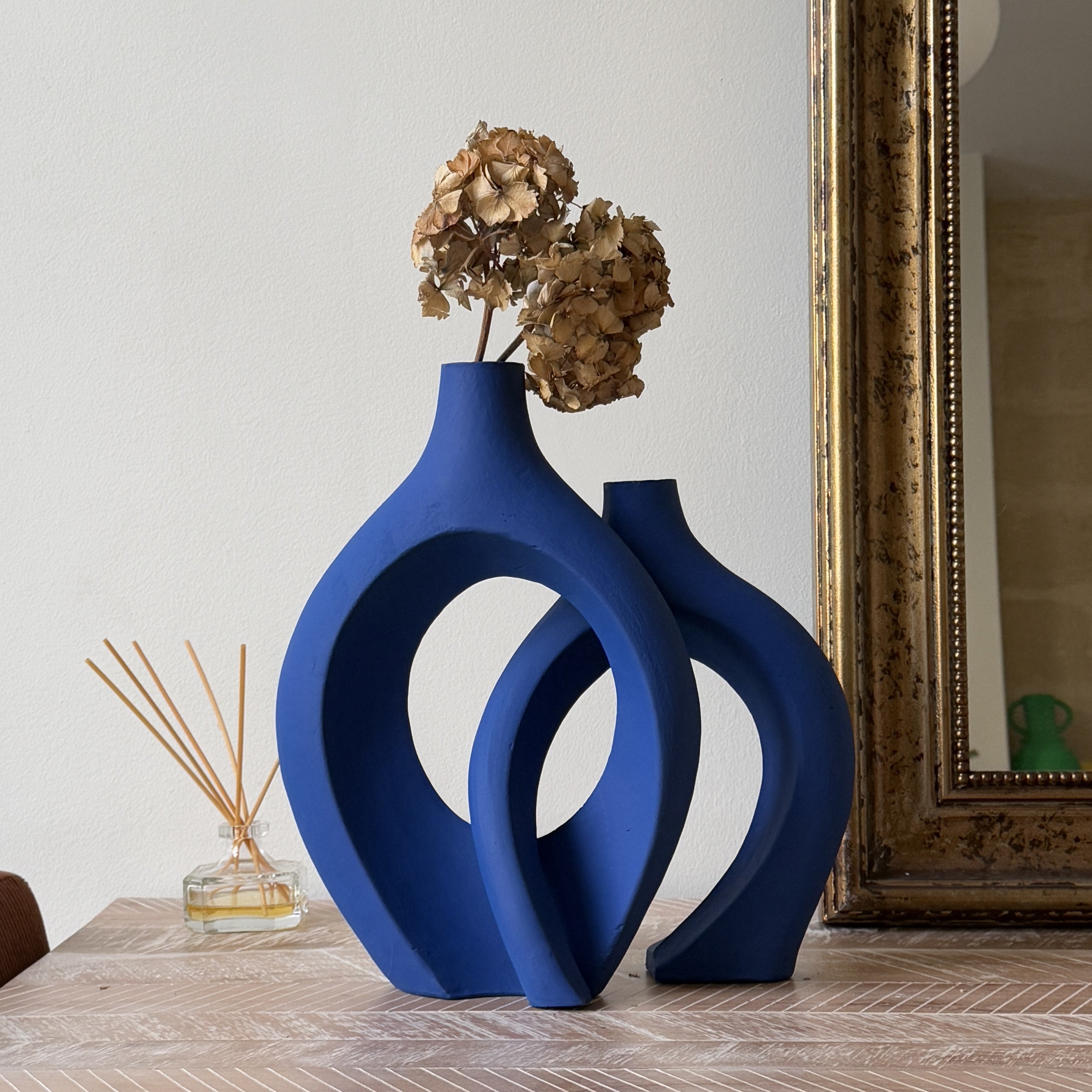 Le Duo de Vases Enlacés Ksar - Bleu mat