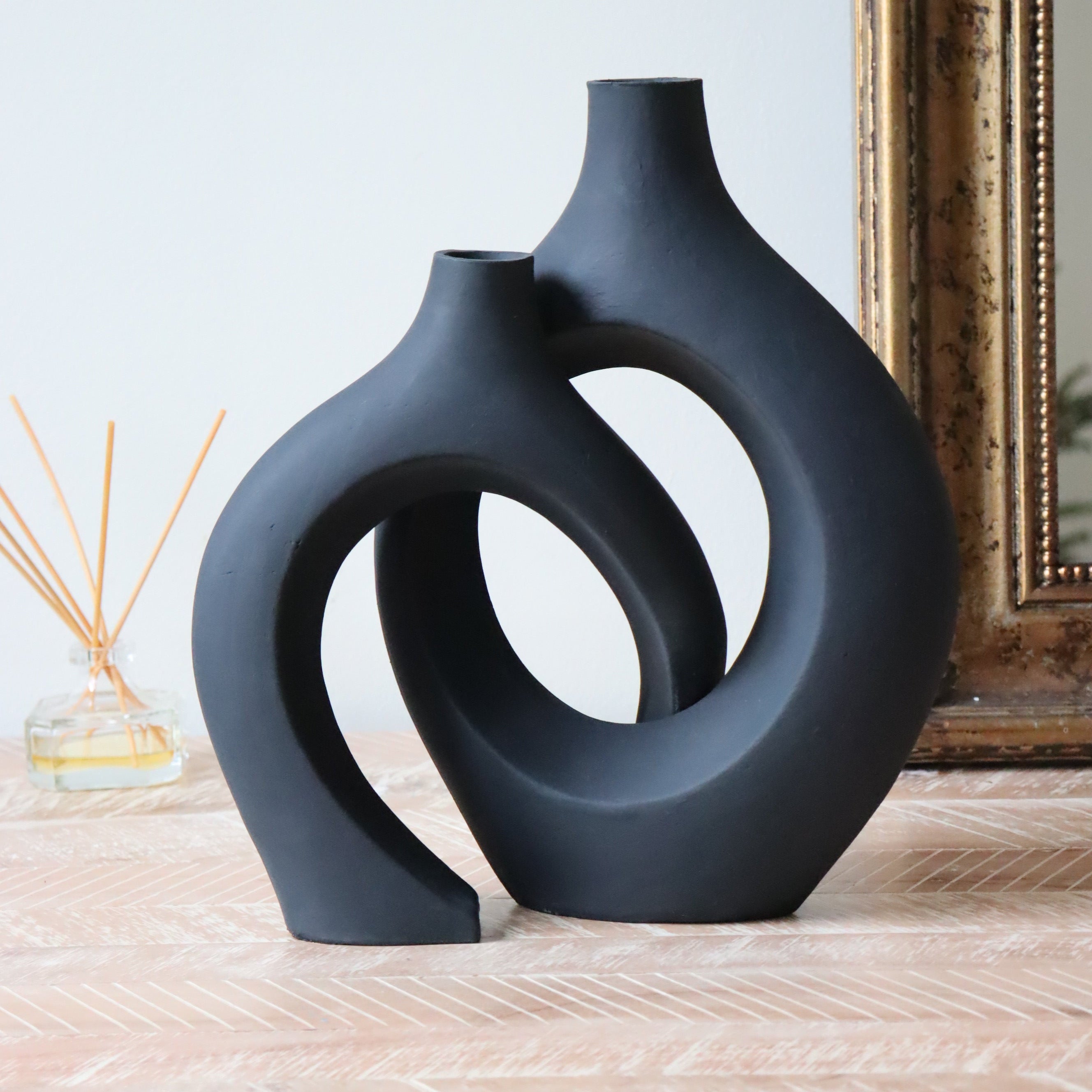 Le Duo de Vases Enlacés Ksar - Noir mat