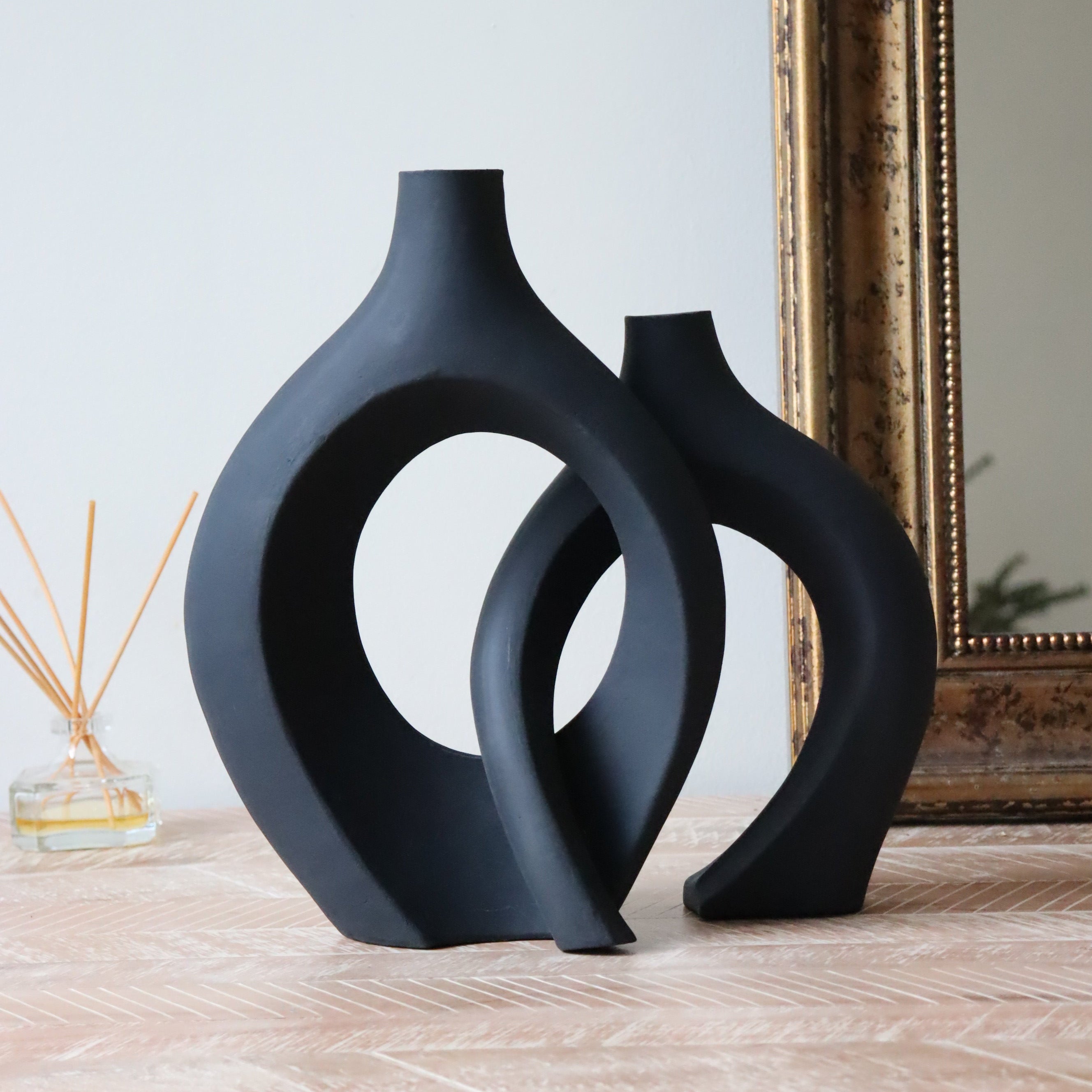 Le Duo de Vases Enlacés Ksar - Noir mat