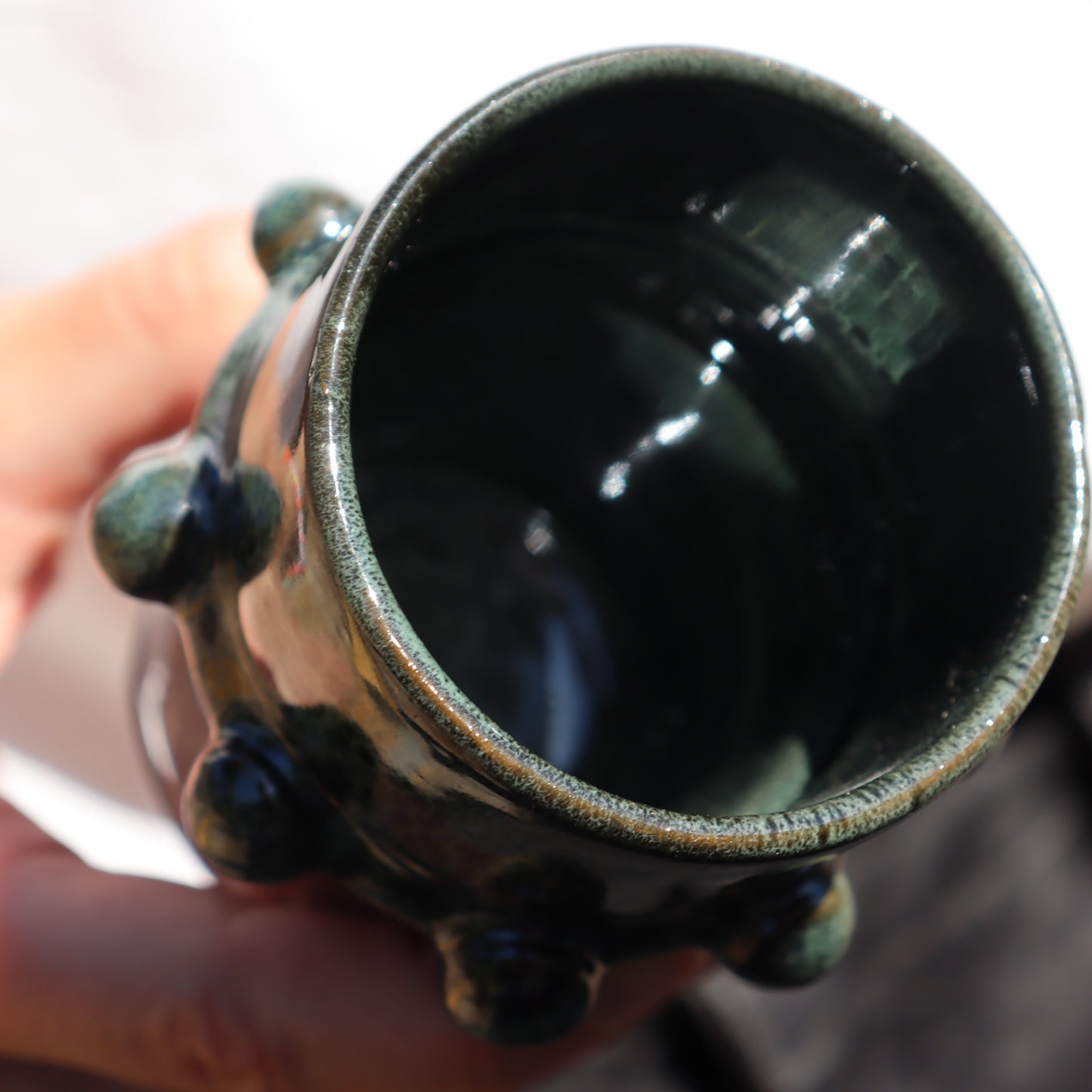 Set of 6 glasses with porcelain sandstone balls - reactive green - 250ml