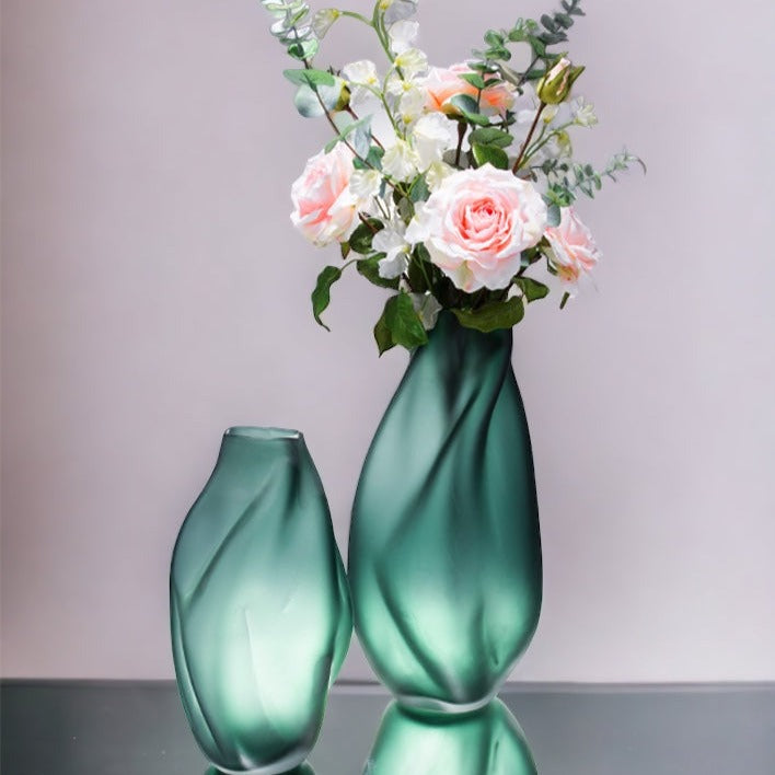 Vase Esmé Vert Dépoli en Verre Soufflé - GRAND