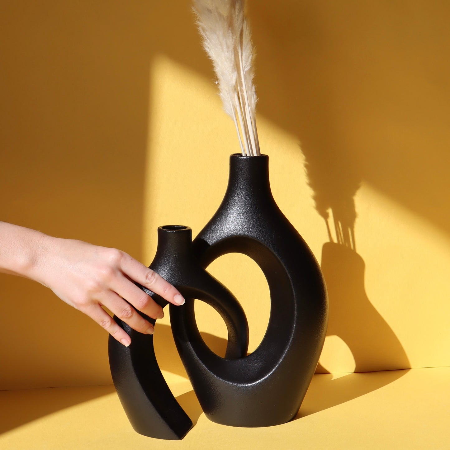 The duo of entwined vases - black