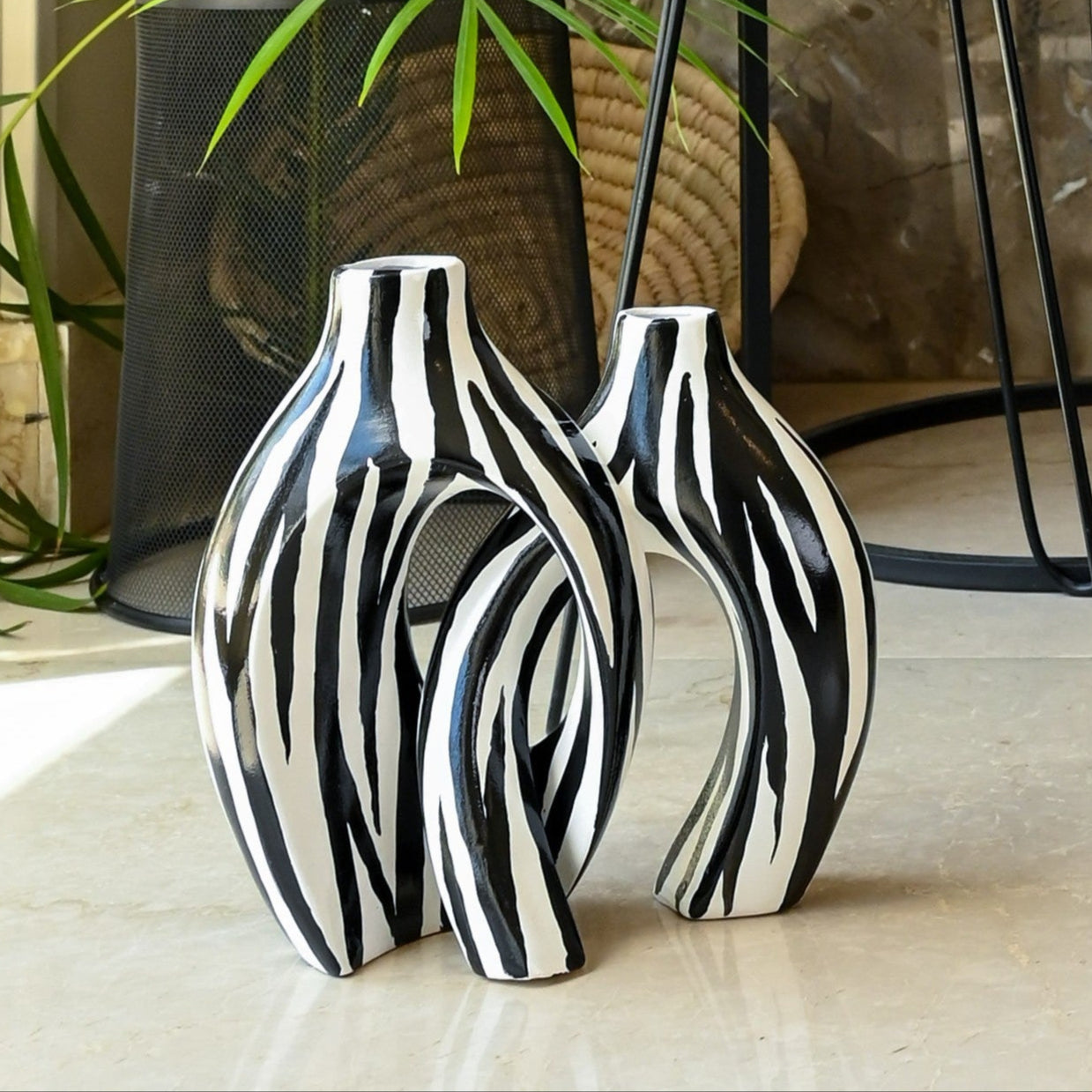 Le Duo de Vases Enlacés Philae - Zèbre