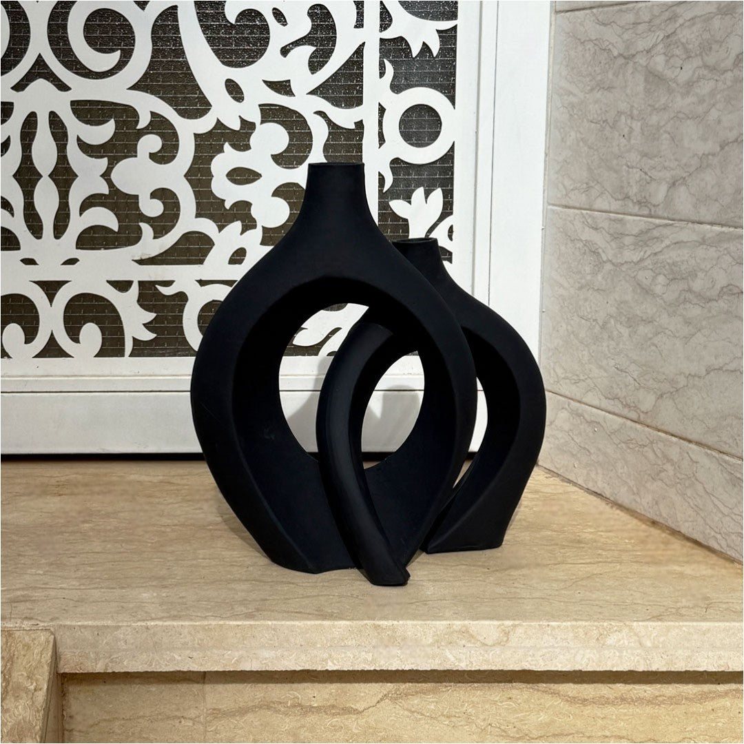 Le Duo de Vases Enlacés Ksar - Noir mat