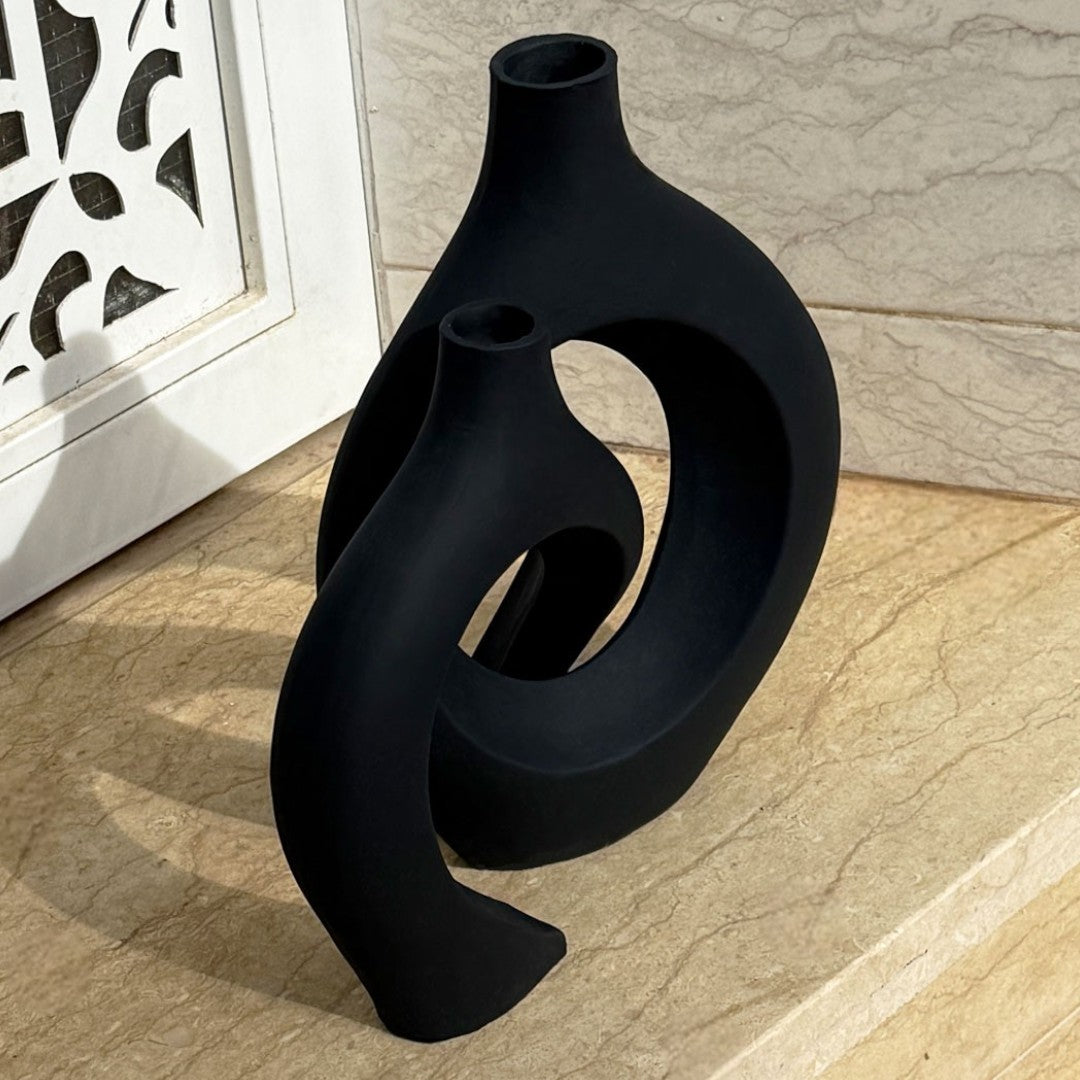 Le Duo de Vases Enlacés Ksar - Noir mat