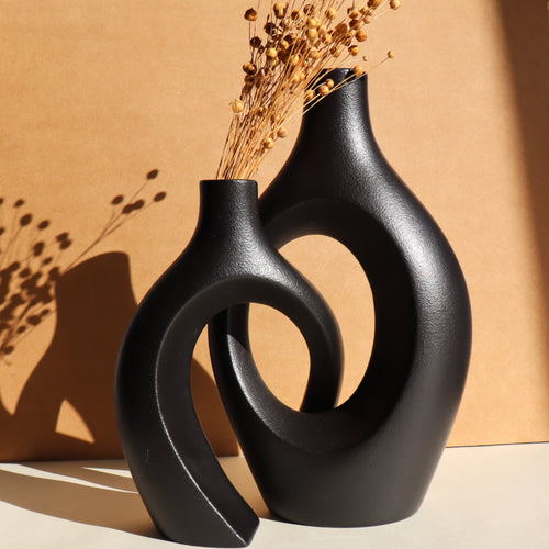 Charger l&#39;image 1 dans la galerie. Duo de Vases Enlacés - GM - Noir