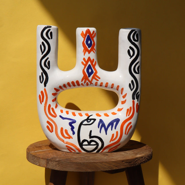 Vase Triple Soliflore - Symboles Berbères - Artisanal
