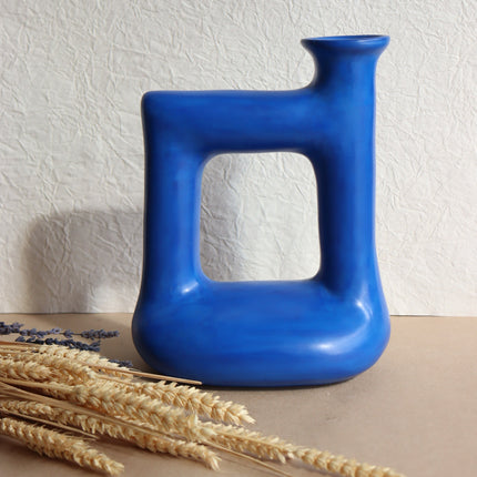 Vase Verseau bleu berbère en céramique fait à la main