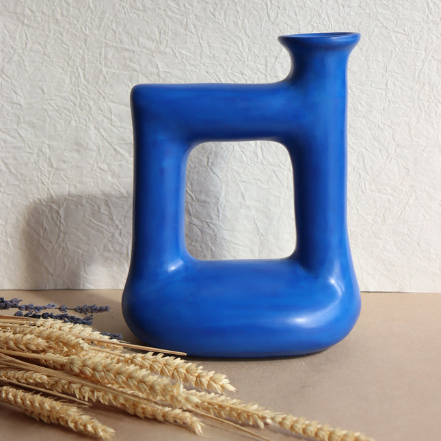 Vase Verseau bleu berbère en céramique fait à la main