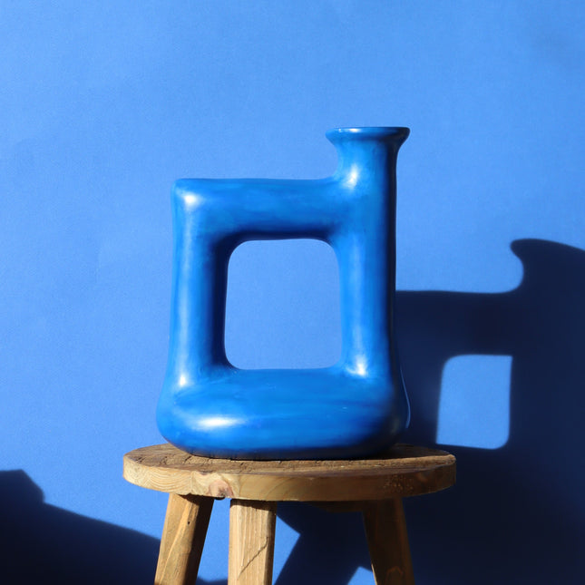 Vase Verseau bleu berbère fait main en céramique