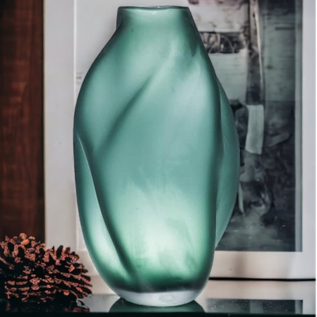 Vase Esmé Vert Dépoli en Verre Soufflé - GRAND