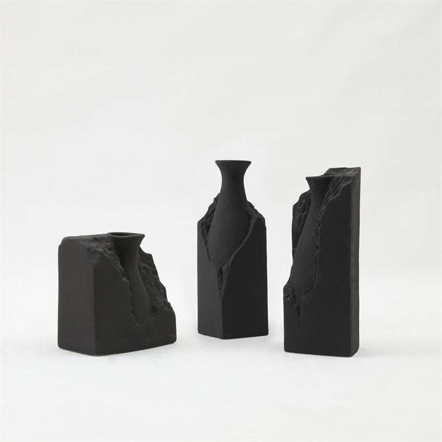 Vase "Taillé Dans La Pierre" - M - Noir