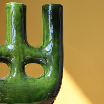 Vase Artisanal Trois Goulots - Vert